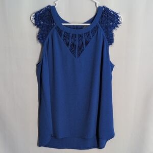 Brixon Ivy Royal Blue Lace Accent Blouse